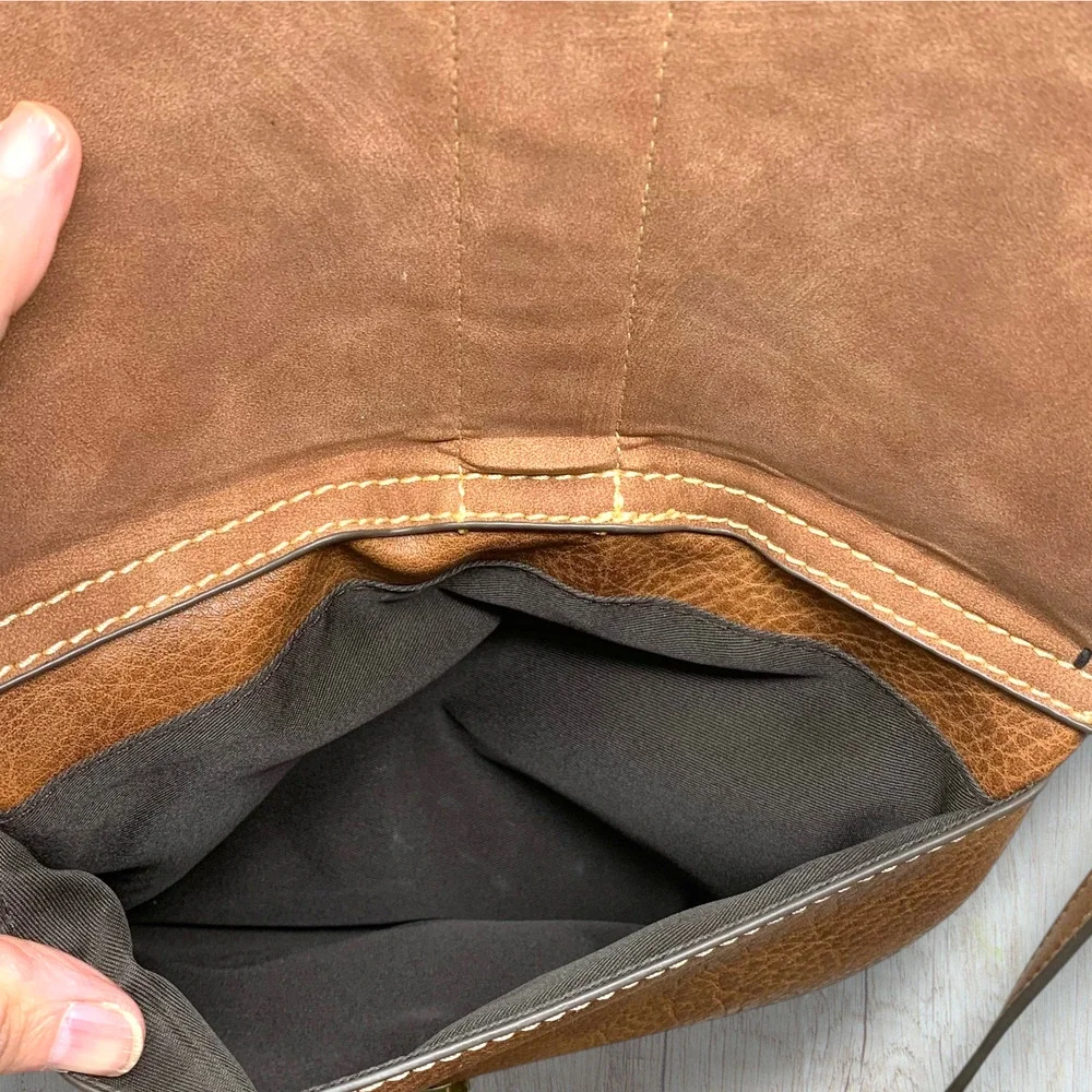 Tony Lama Brown Western Crossbody Bag Rustic Faux Leather Purse Concealed Carry